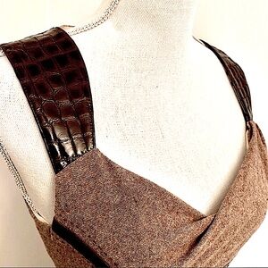 BEBE Crocodile Trim Wool Dress NWT